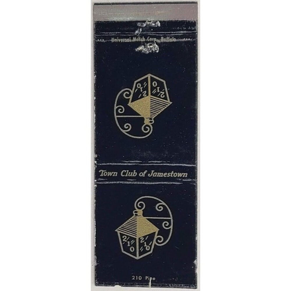 Front Strike Matchbook Cover Town Club of Jamestown New York NY